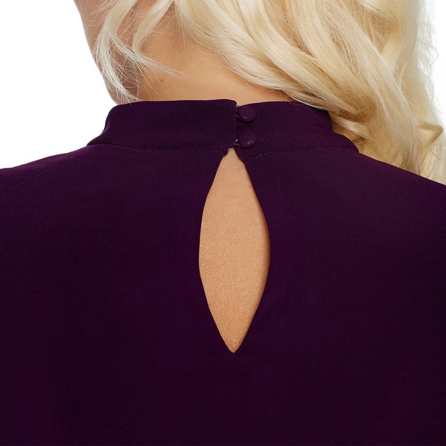LAURIE FELT Size L Knit Top with Woven Bell Sleeves PLUM