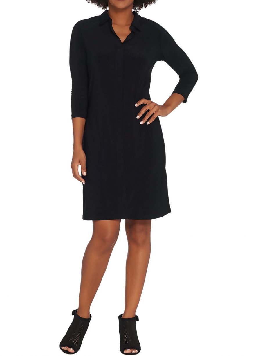 ATTITUDES by RENEE Size 2X Como Jersey Shirt Dress BLACK