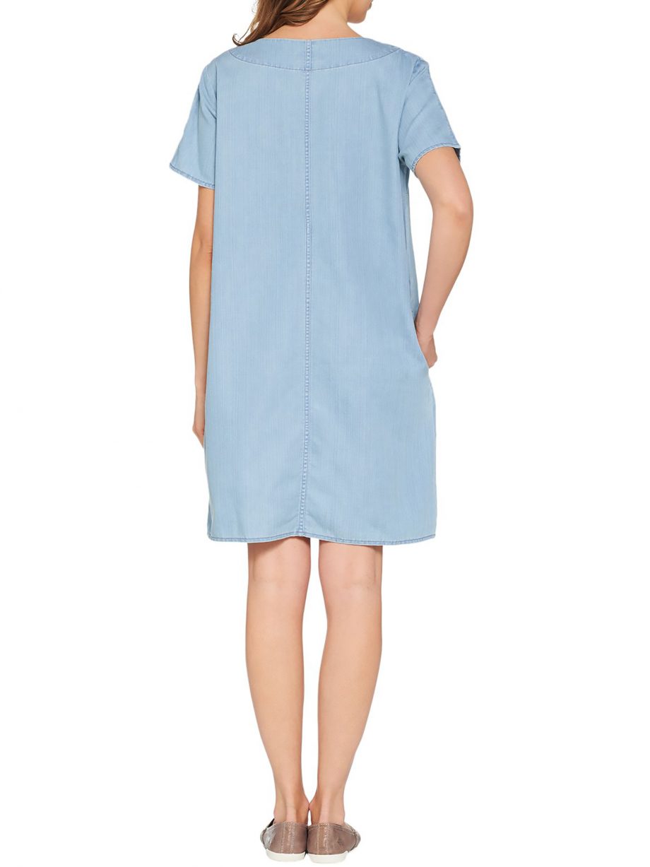 MARTHA STEWART Size M Short Sleeve Denim Shift Dress DARK INDIGO