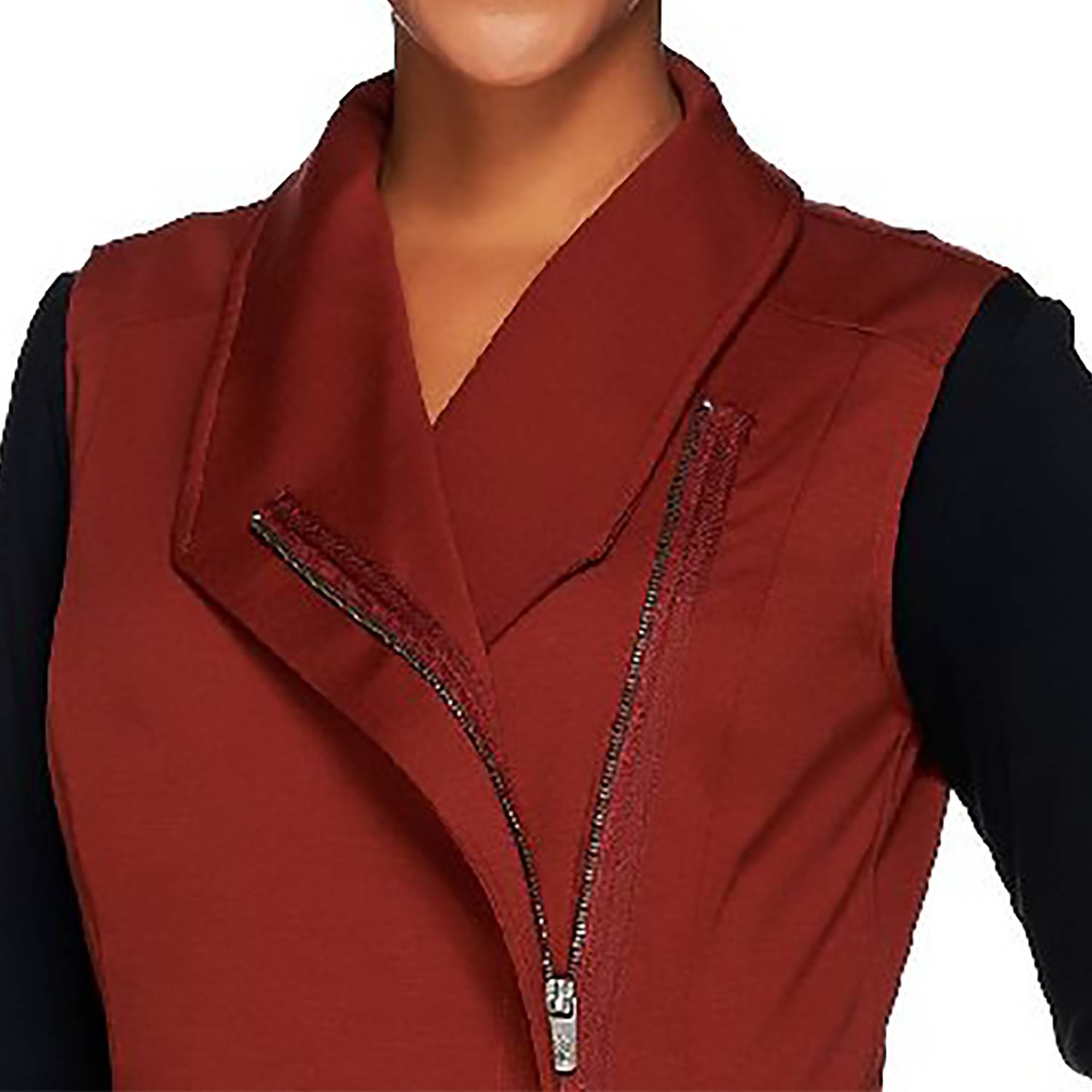 LISA RINNA Size XL Knit Vest with Asymmetric Zip Front CHARCOAL