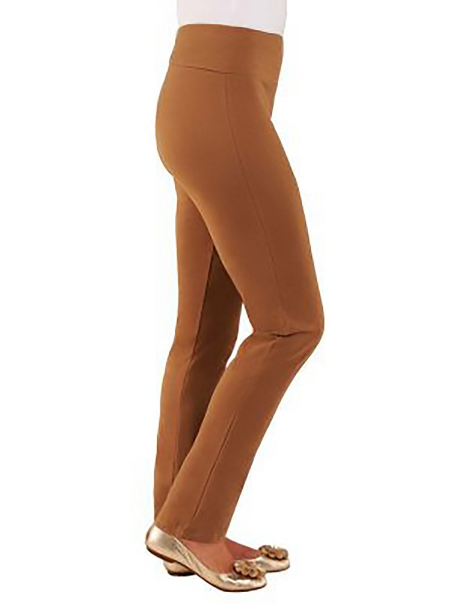 WOMEN WITH CONTROL Size TL Tall Slim Leg Pants w/Tummy Control BLACK