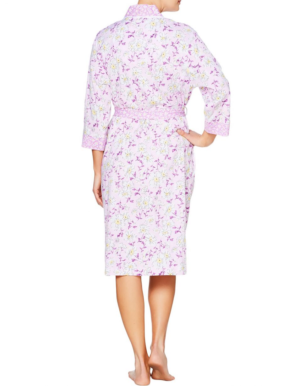 CAROLE HOCHMAN Size 3X Twin Print Cotton Robe TURQUOISE