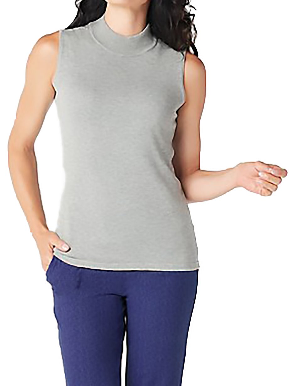 JOAN RIVERS Size L Wardrobe Builders Mock Turtleneck Tank BLACK