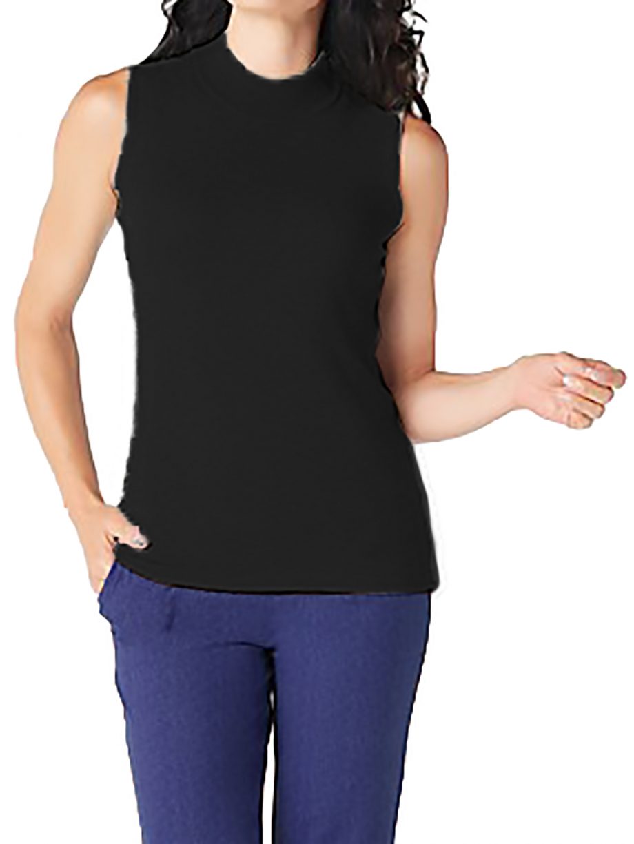 JOAN RIVERS Size L Wardrobe Builders Mock Turtleneck Tank BLACK