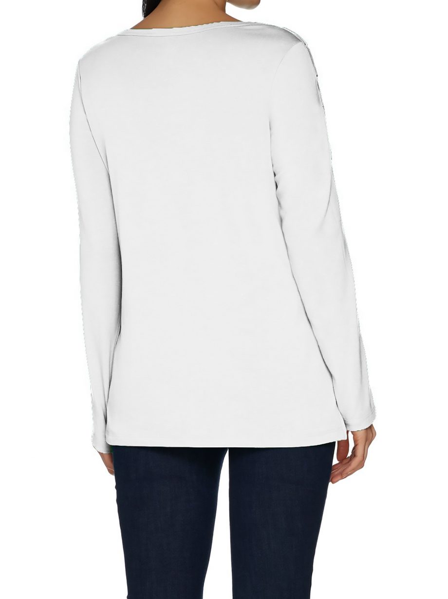 BELLE by KIM GRAVEL Size M TripleLuxe Knit Lace up T-Shirt WHITE