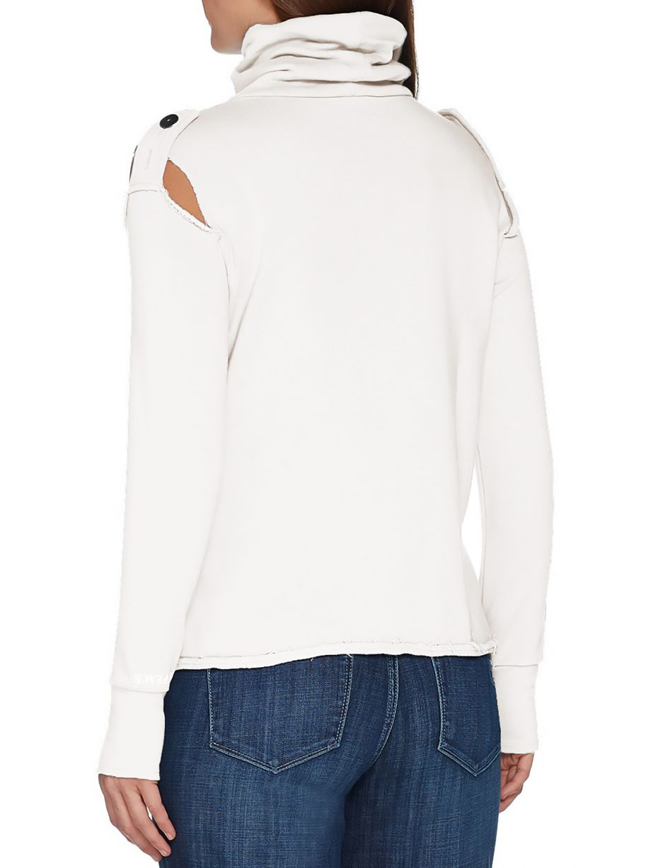 PEACE LOVE WORLD Size M Turtle Neck Top with Shoulder Detail OFF WHITE