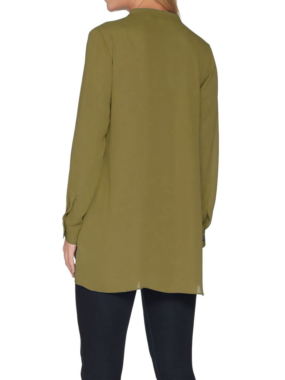 JOAN RIVERS Size XL Flowy Tunic with Sheer Overlay OLIVE