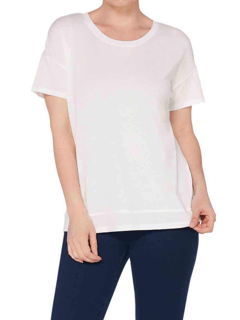 JOAN RIVERS Size XL Wardrobe Builders Tee Shirt with Hem Detail WHITE