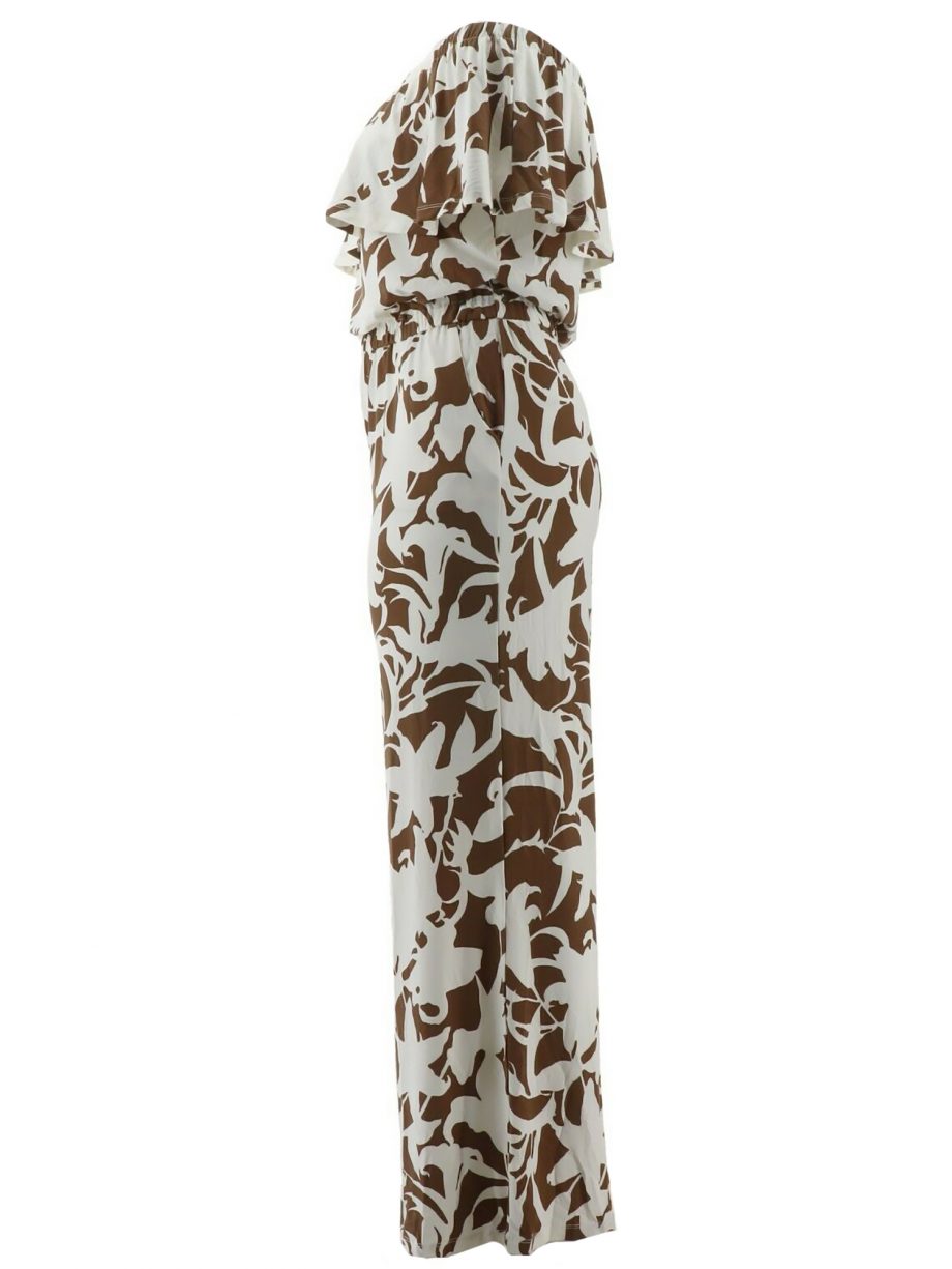 G.I.L.I. Size 2X Off The Shoulder Jumpsuit COGNAC FLORAL