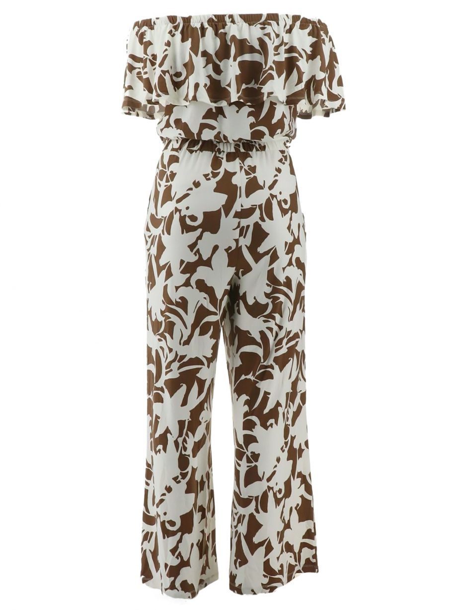 G.I.L.I. Size 2X Off The Shoulder Jumpsuit COGNAC FLORAL