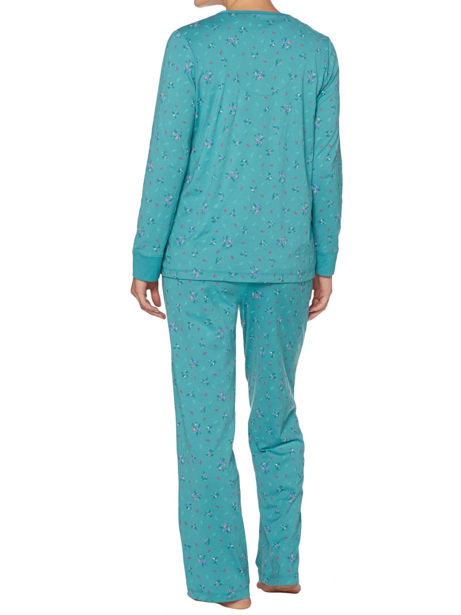 CAROLE HOCHMAN Size 1X Ditsy Floral Cotton 3-Piece Pajama Set BLACK