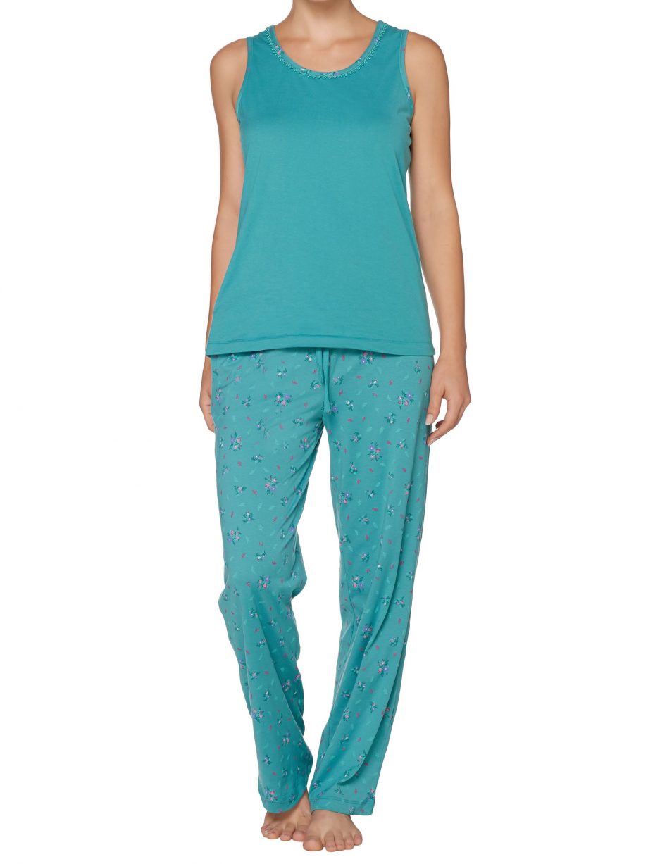 CAROLE HOCHMAN Size 1X Ditsy Floral Cotton 3-Piece Pajama Set BLACK
