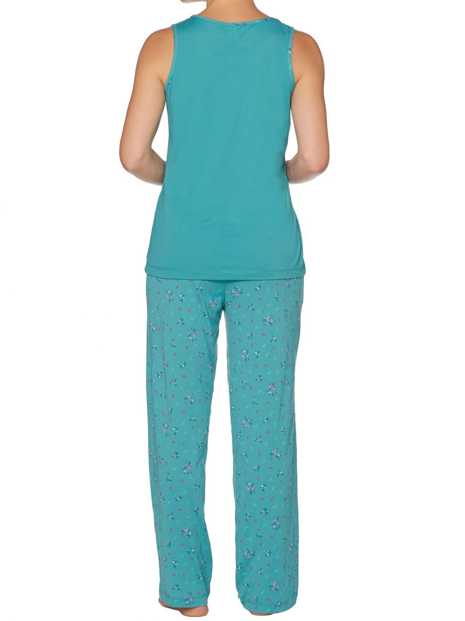 CAROLE HOCHMAN Size 1X Ditsy Floral Cotton 3-Piece Pajama Set BLACK