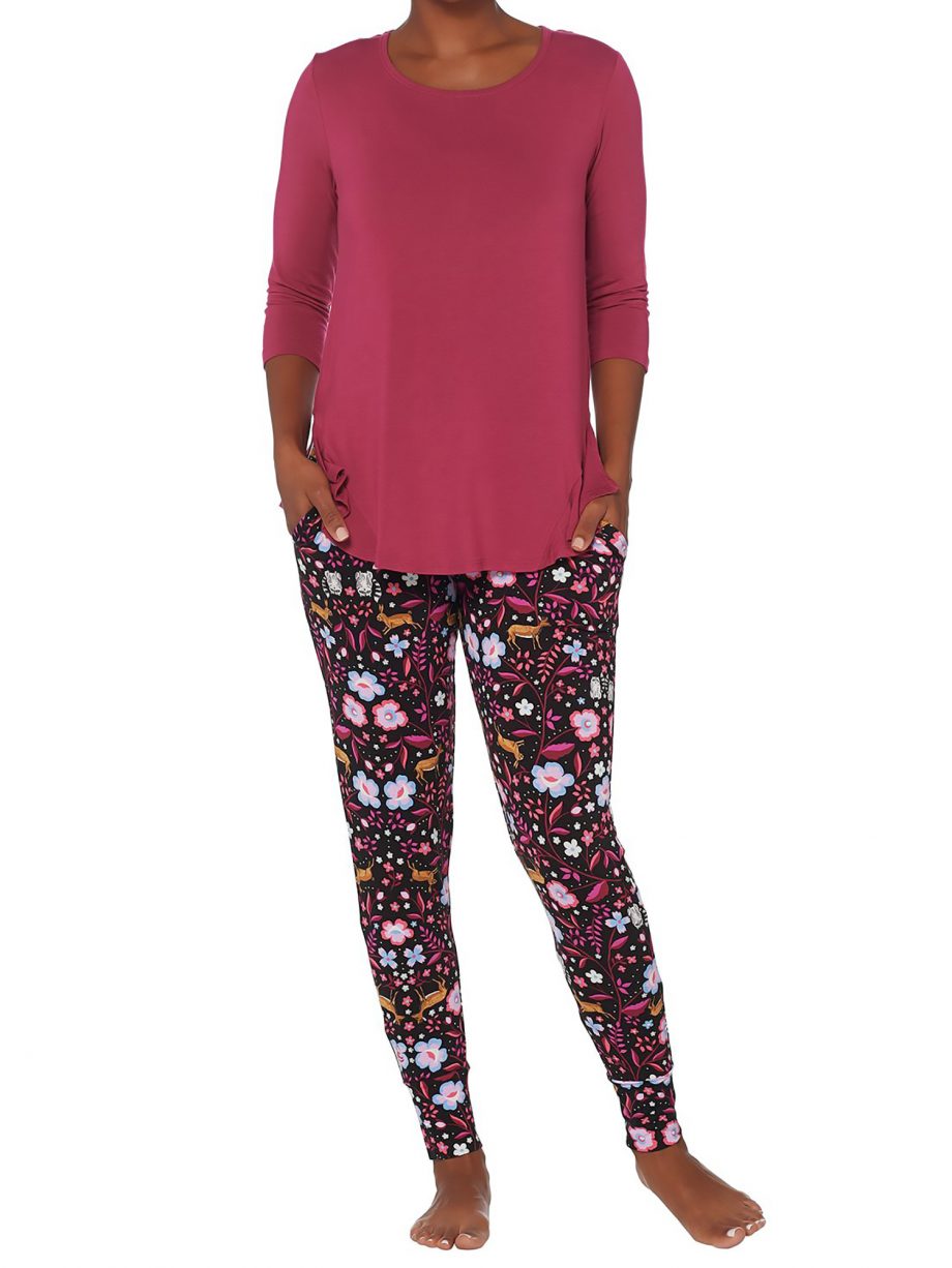 CUDDL DUDS Size L Softwear Stretch Novelty Jogger Pajama Set ROUGE
