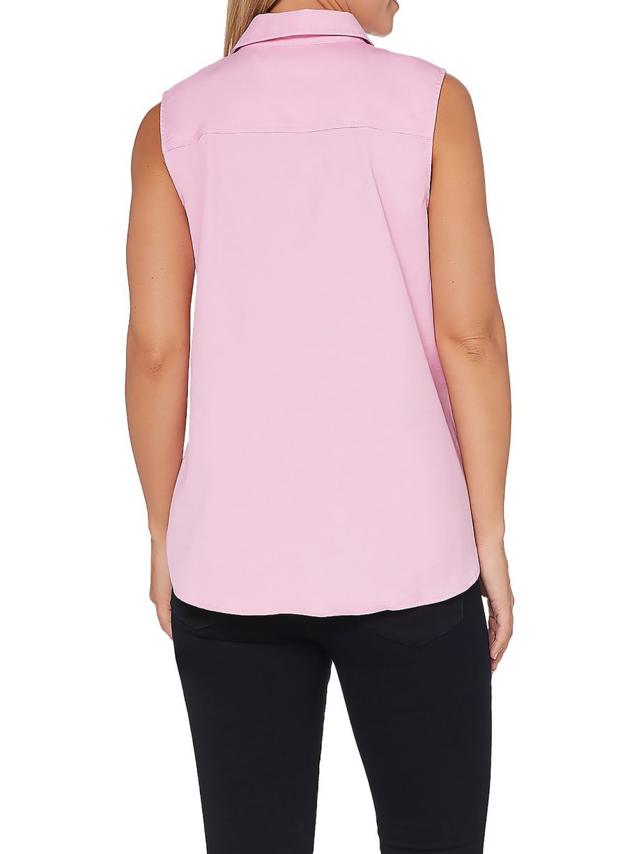 JOAN RIVERS Size 2X Sleeveless Stretch Denim Swing Shirt PINK