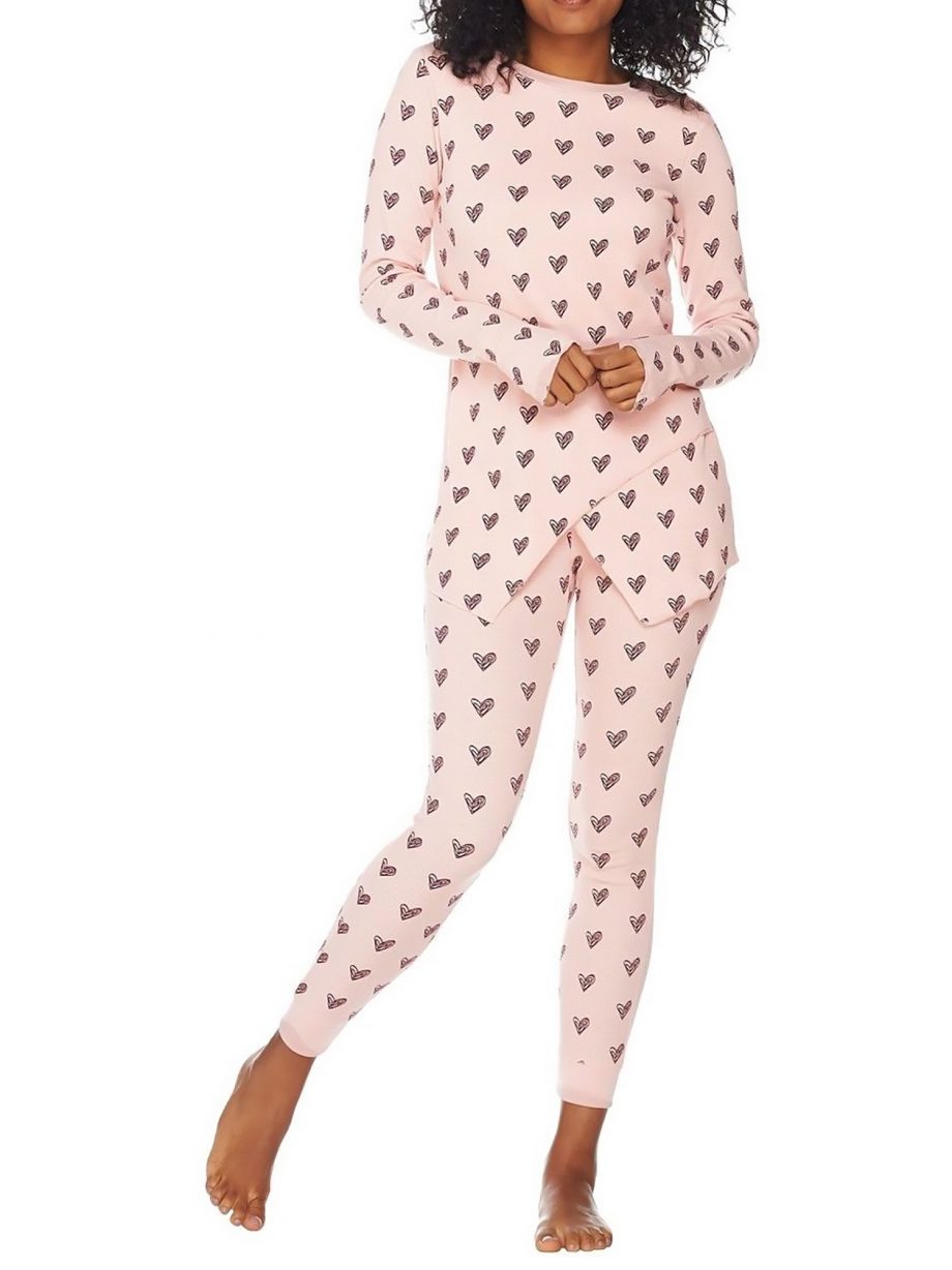 ANYBODY Size L Loungewear Cozy Knit Waffle Pajama Set TAUPE