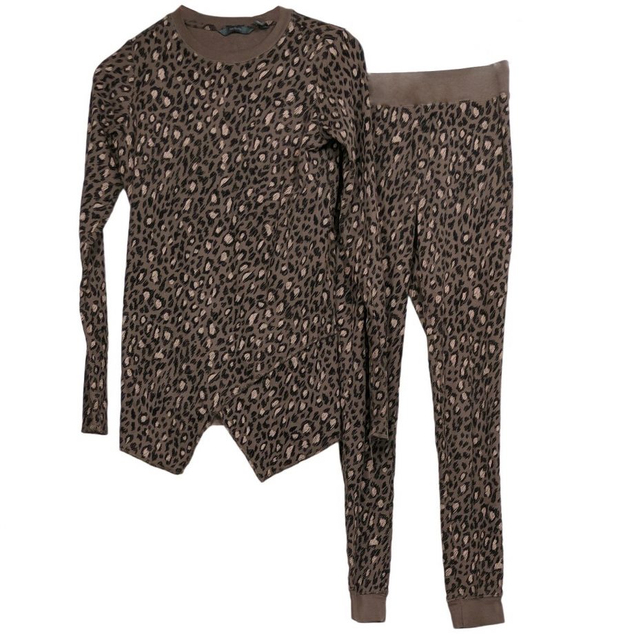 ANYBODY Size L Loungewear Cozy Knit Waffle Pajama Set TAUPE