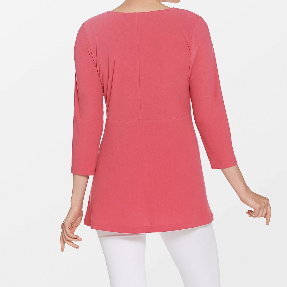 LINEA by LOUIS DELL OLIO Size 1X Moss Crepe Top with Peplum Detail ALABASTER