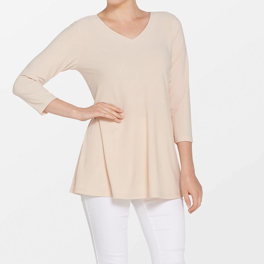 LINEA by LOUIS DELL OLIO Size 1X Moss Crepe Top with Peplum Detail ALABASTER