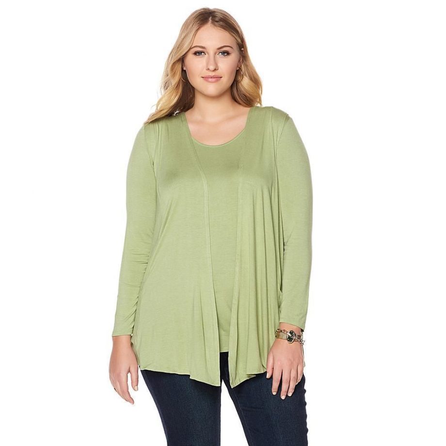 ANTTHONY Size 3X The Multiplier 2-piece Vest and Tunic Knit Set GREEN
