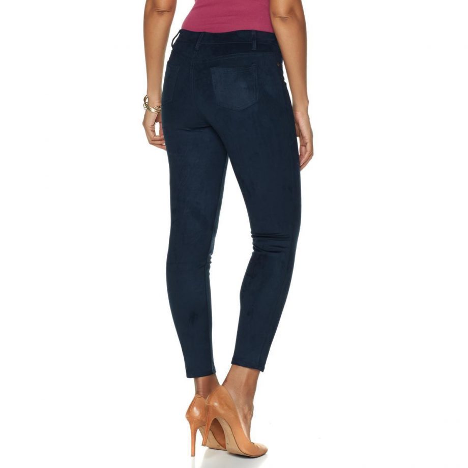 DIANE GILMAN Size M Skinny Slim Stretch Faux Suede Jeggings NAVY