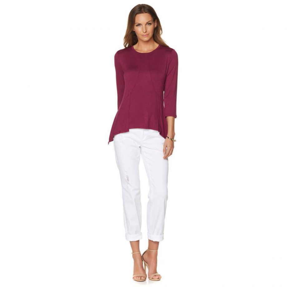 G BY GIULIANA Size L Peplum 3/4 Sleeve Top BERRY