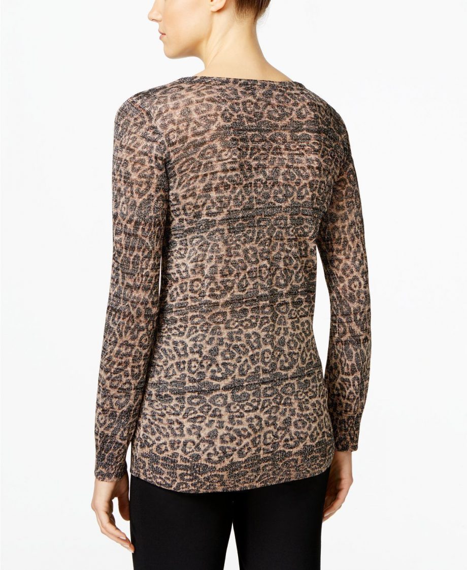 INC INTERNATIONAL CONCEPTS Size L Animal-Print Sweater LEOPARD