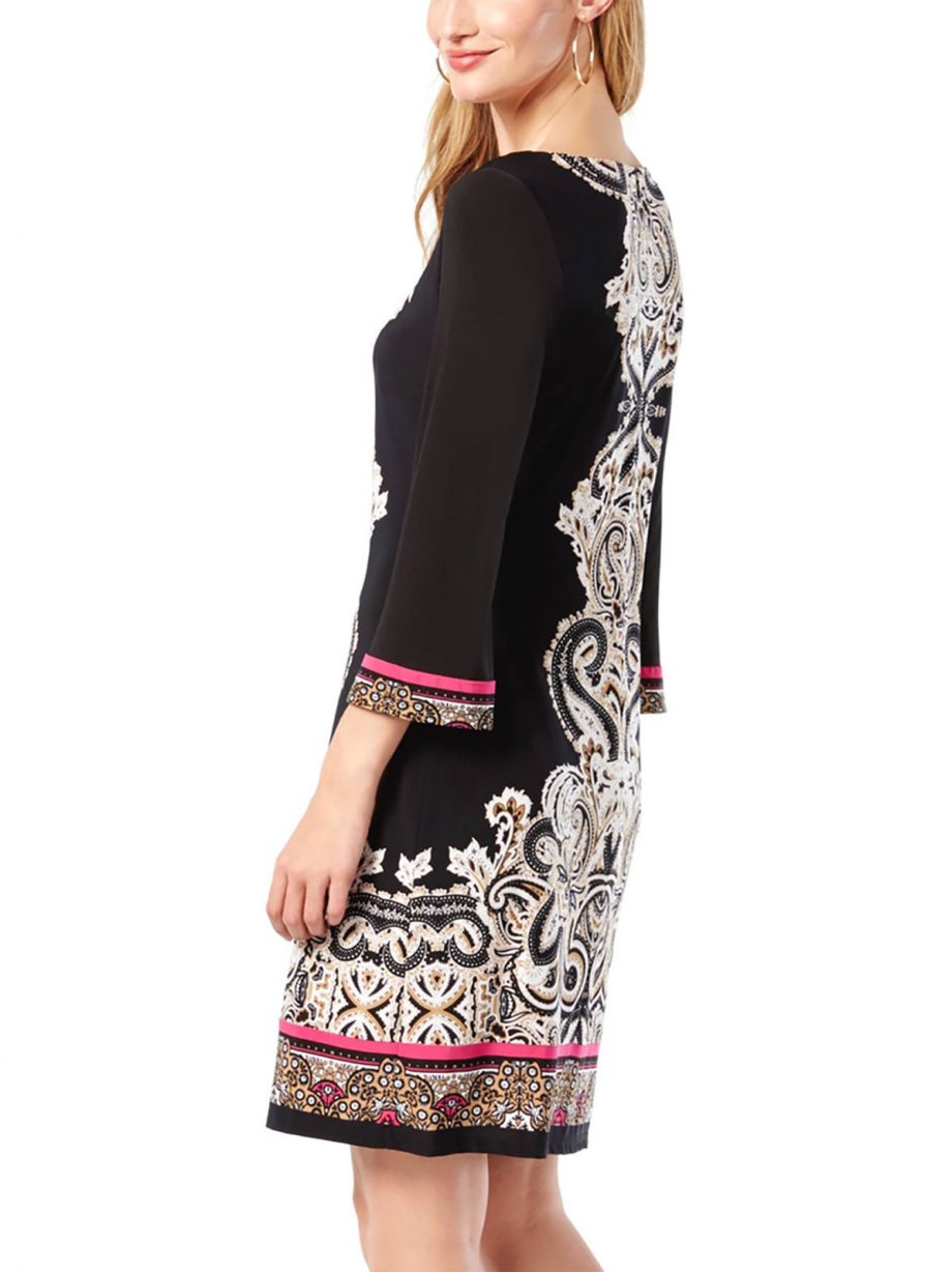 INC INTERNATIONAL CONCEPTS Size M Paisley Printed Sheath Dress BLACK