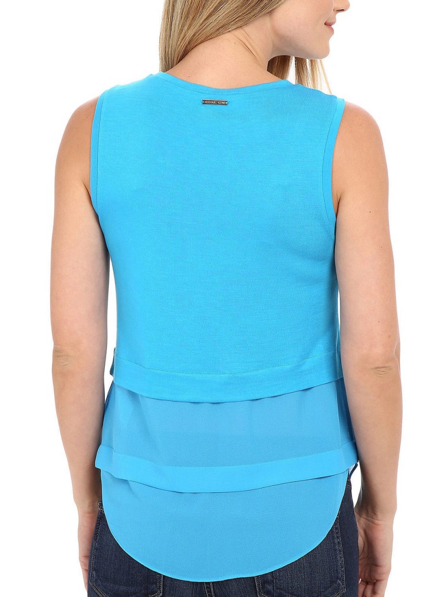 MICHAEL KORS Size XL Sleeveless Layered Top BLUE