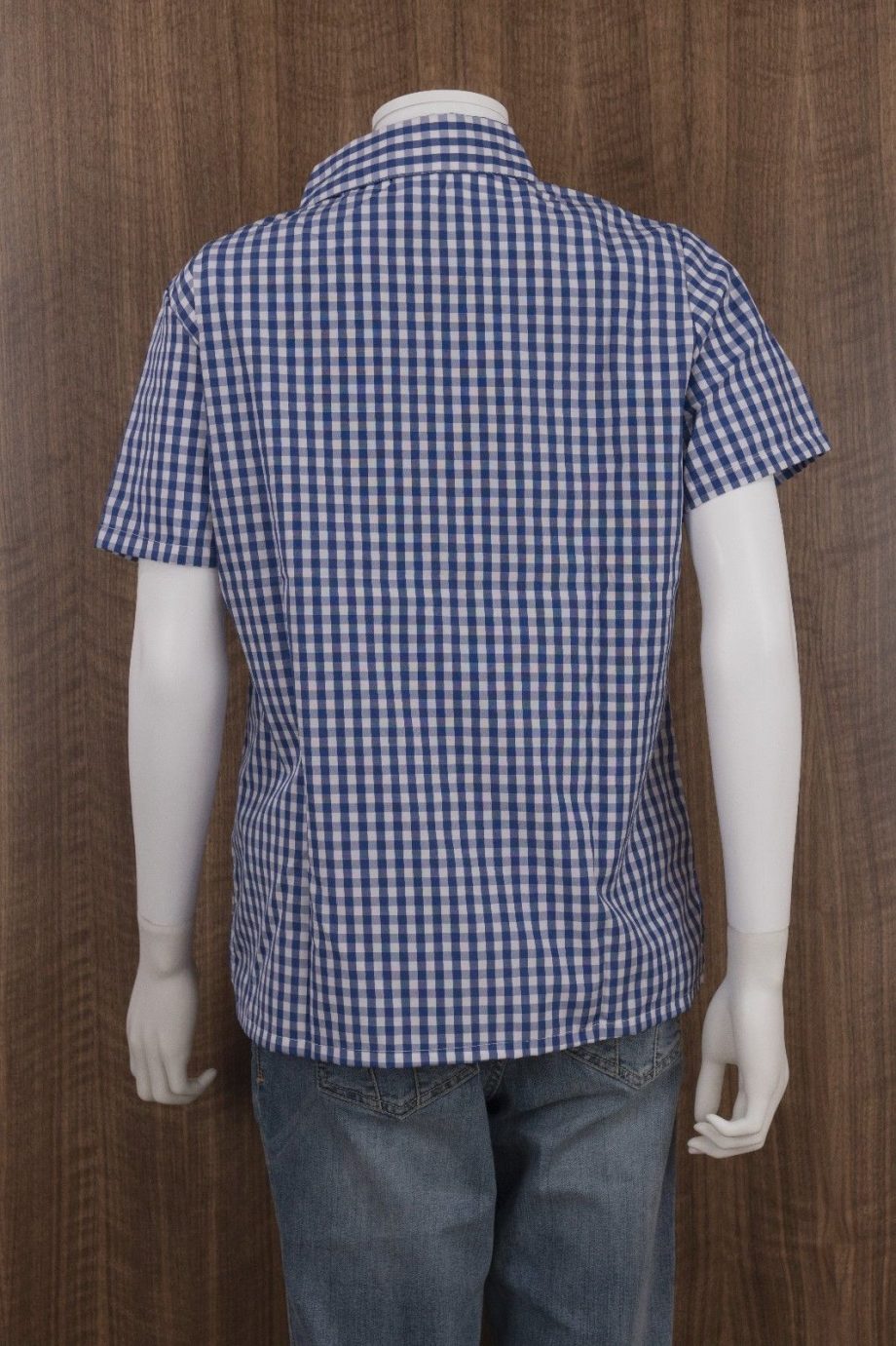 AMERICAN SWEETHEART Size M Plaid Butterfly Short Sleeve Shirt Button Down BLUE