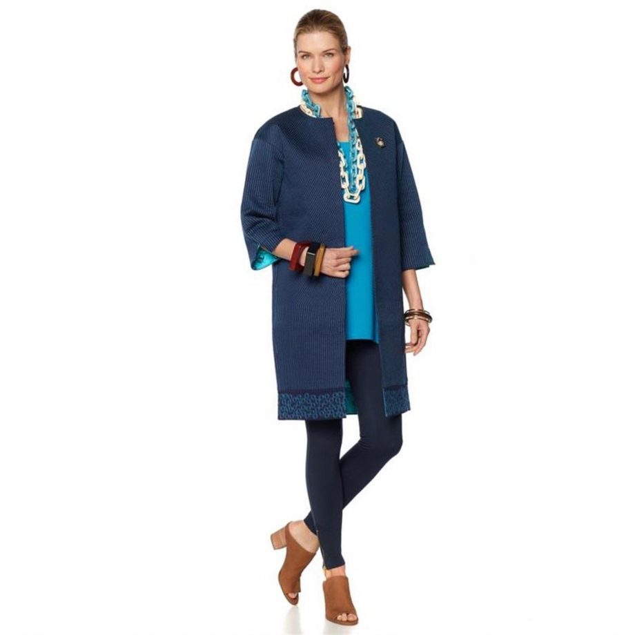RARA AVIS Size S Iris Apfel Lightwt Quilted Owl Jacket DEEP NAVY TURQ