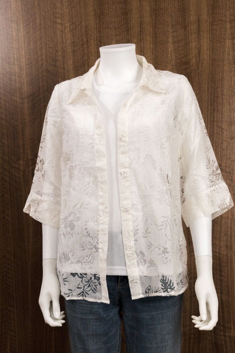 SALON STUDIO Size PM 2pc Button Down Shirt Blouse Top WHITE
