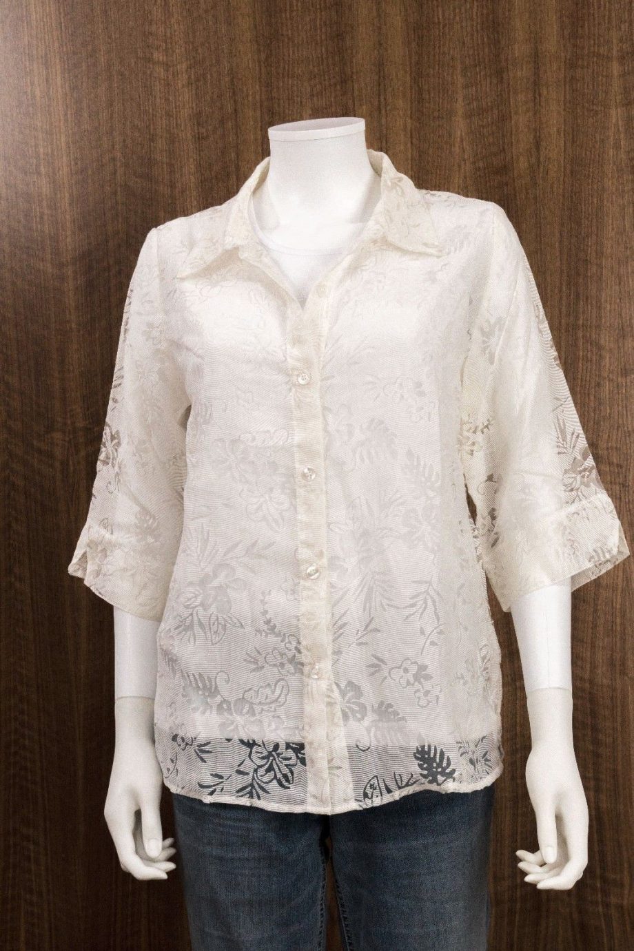 SALON STUDIO Size PM 2pc Button Down Shirt Blouse Top WHITE