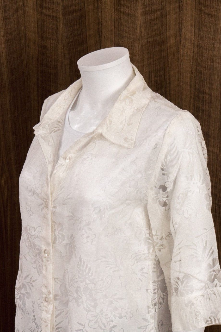 SALON STUDIO Size PM 2pc Button Down Shirt Blouse Top WHITE