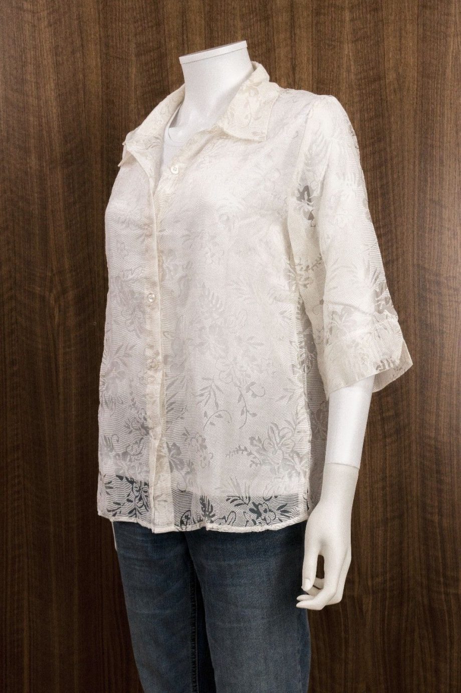 SALON STUDIO Size PM 2pc Button Down Shirt Blouse Top WHITE