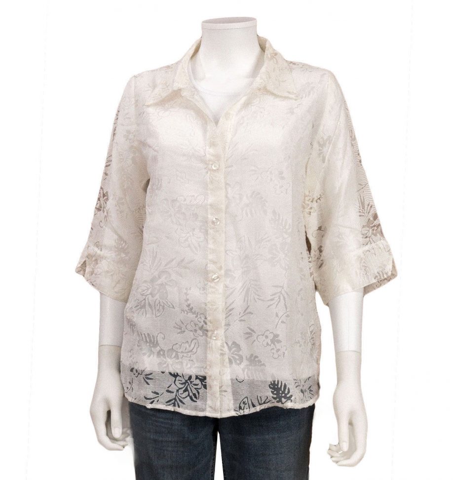 SALON STUDIO Size PM 2pc Button Down Shirt Blouse Top WHITE