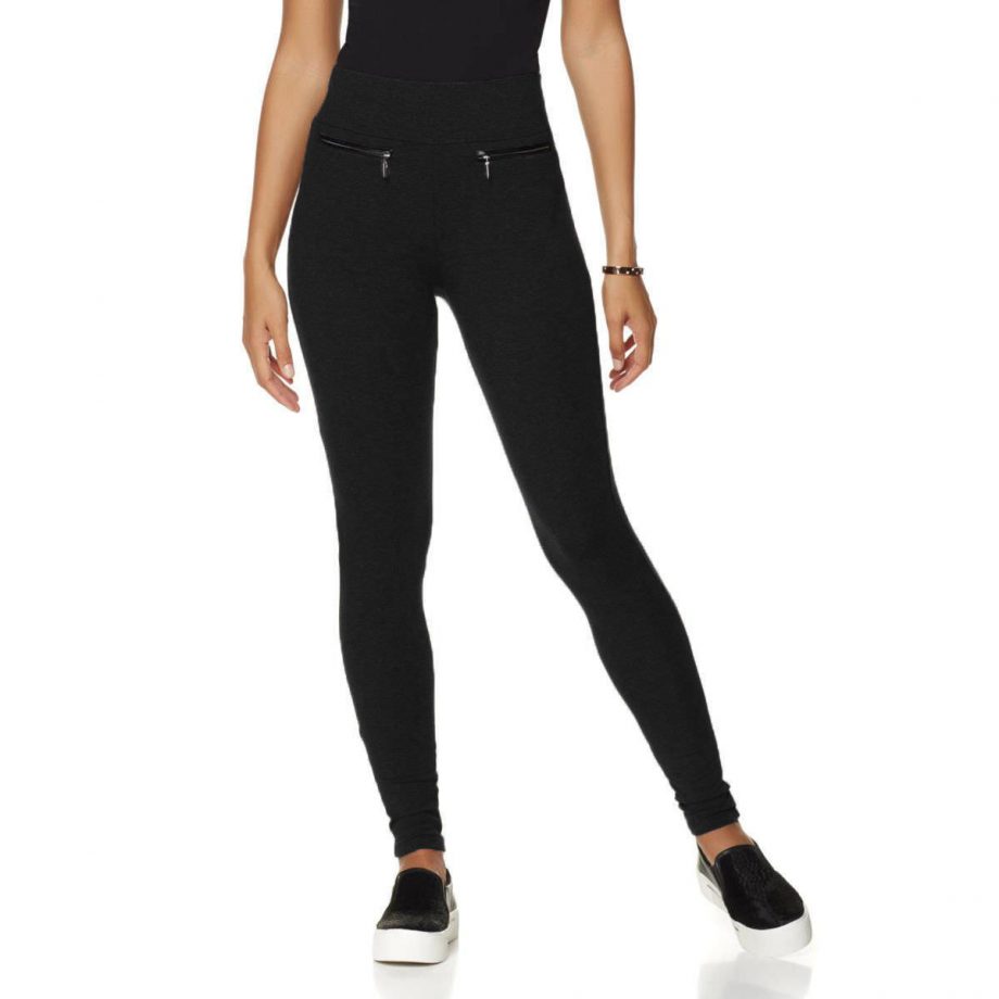 SAMANTHA BROWN Size S Leggings with Zipper BLACK