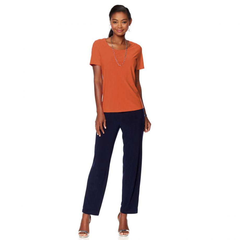SLINKY BRAND Size L Short-Sleeve Knit Tee ORANGE