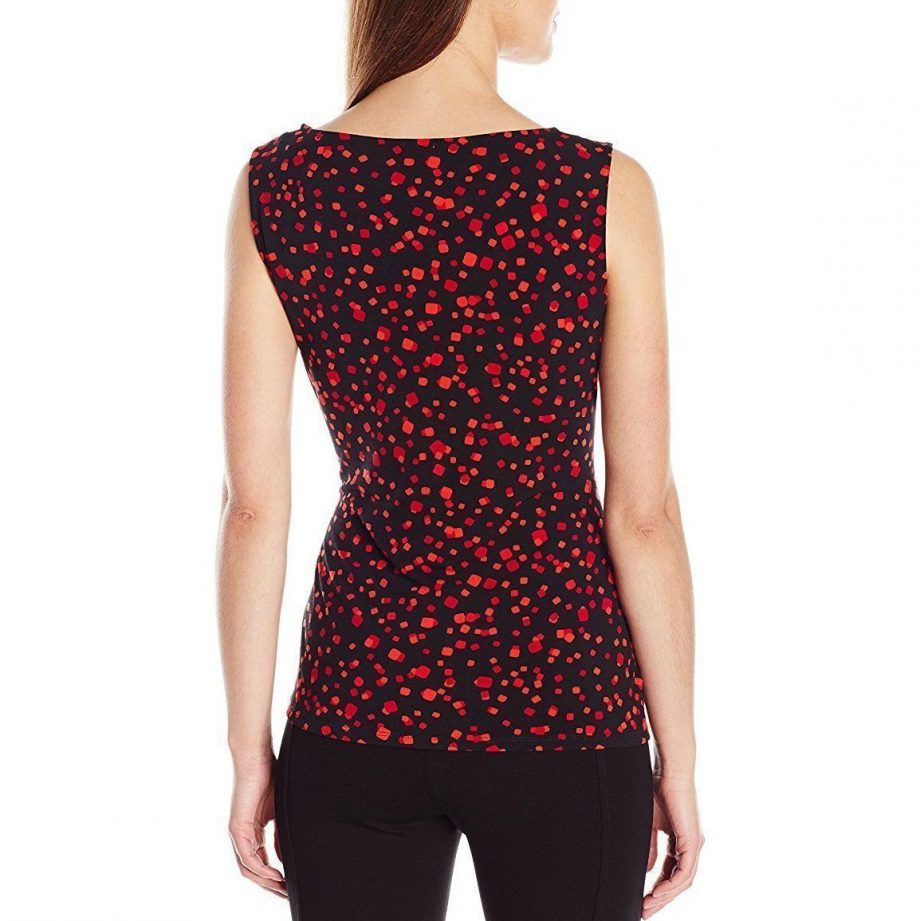 ANNE KLEIN Size XS Casino Print Side Pleat Scoop Neck Tank RED COMBO