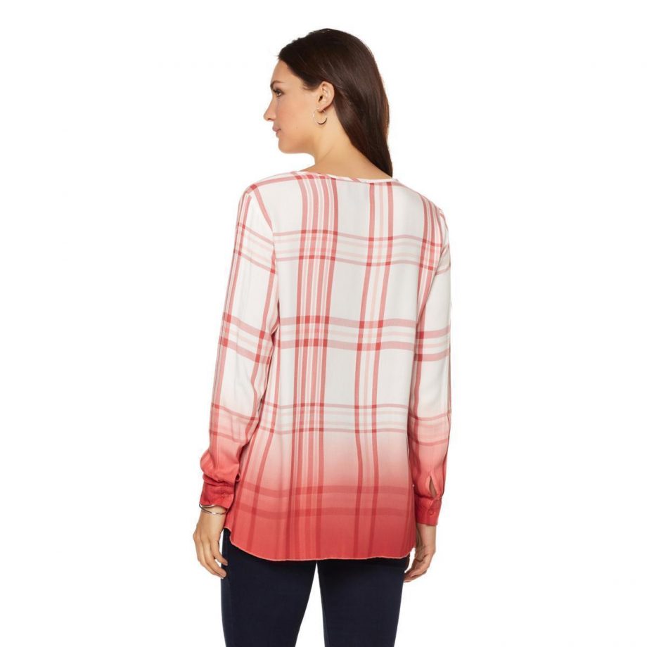 CURATIONS CARAVAN Size S Dip-Dyed Long Sleeve Shirt Top Blouse BLUE