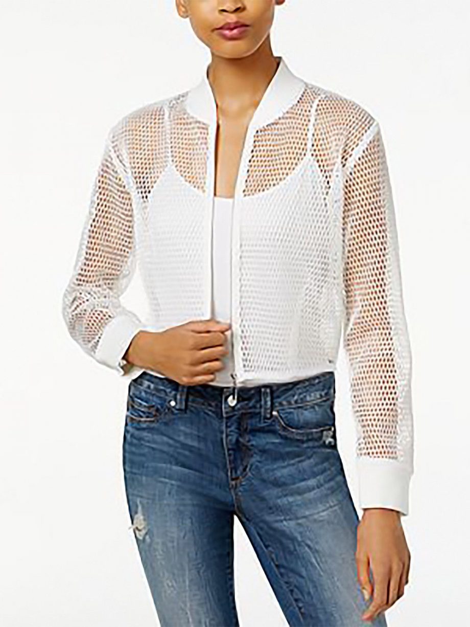 FAIRCHILD Size S Mesh Bomber Jacket WHITE