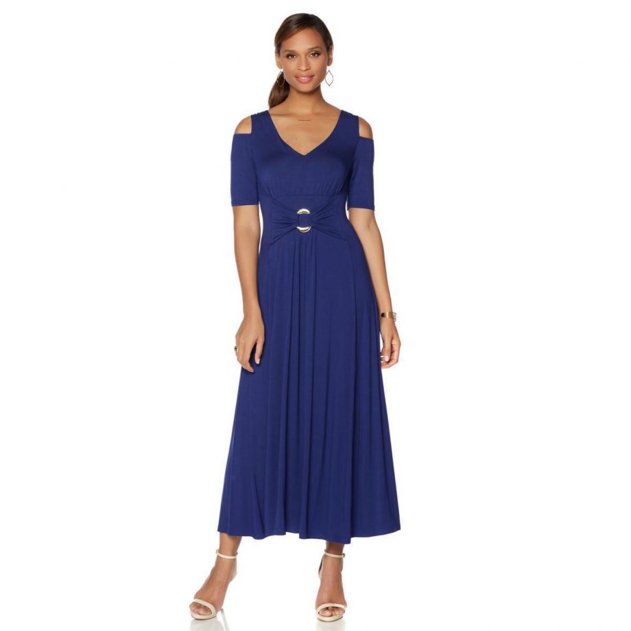 LIZ LANGE Size PL Cold Shoulder Short Sleeve Ultimate Maxi Dress GREEN