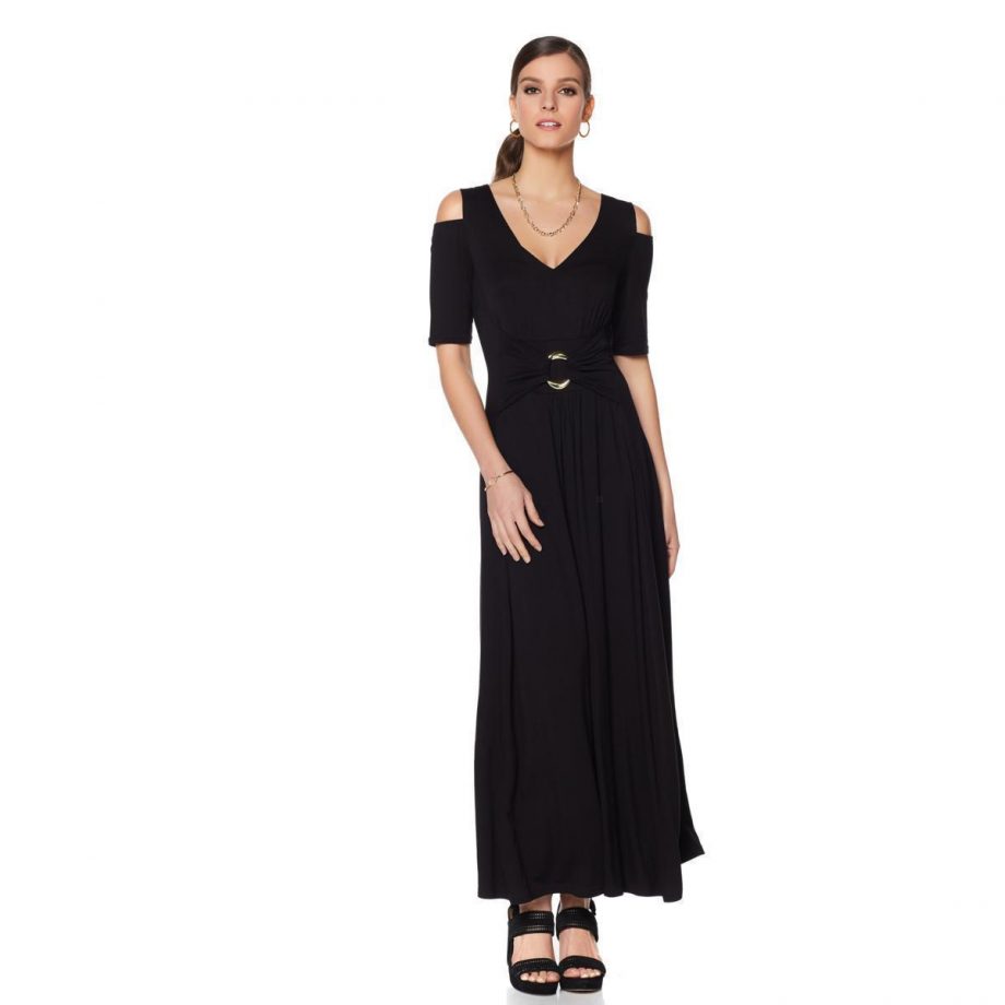 LIZ LANGE Size PL Cold Shoulder Short Sleeve Ultimate Maxi Dress GREEN