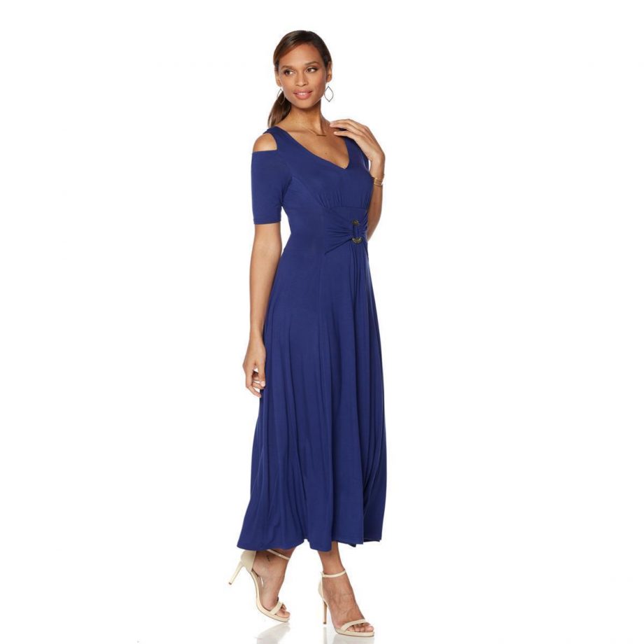 LIZ LANGE Size PL Cold Shoulder Short Sleeve Ultimate Maxi Dress GREEN