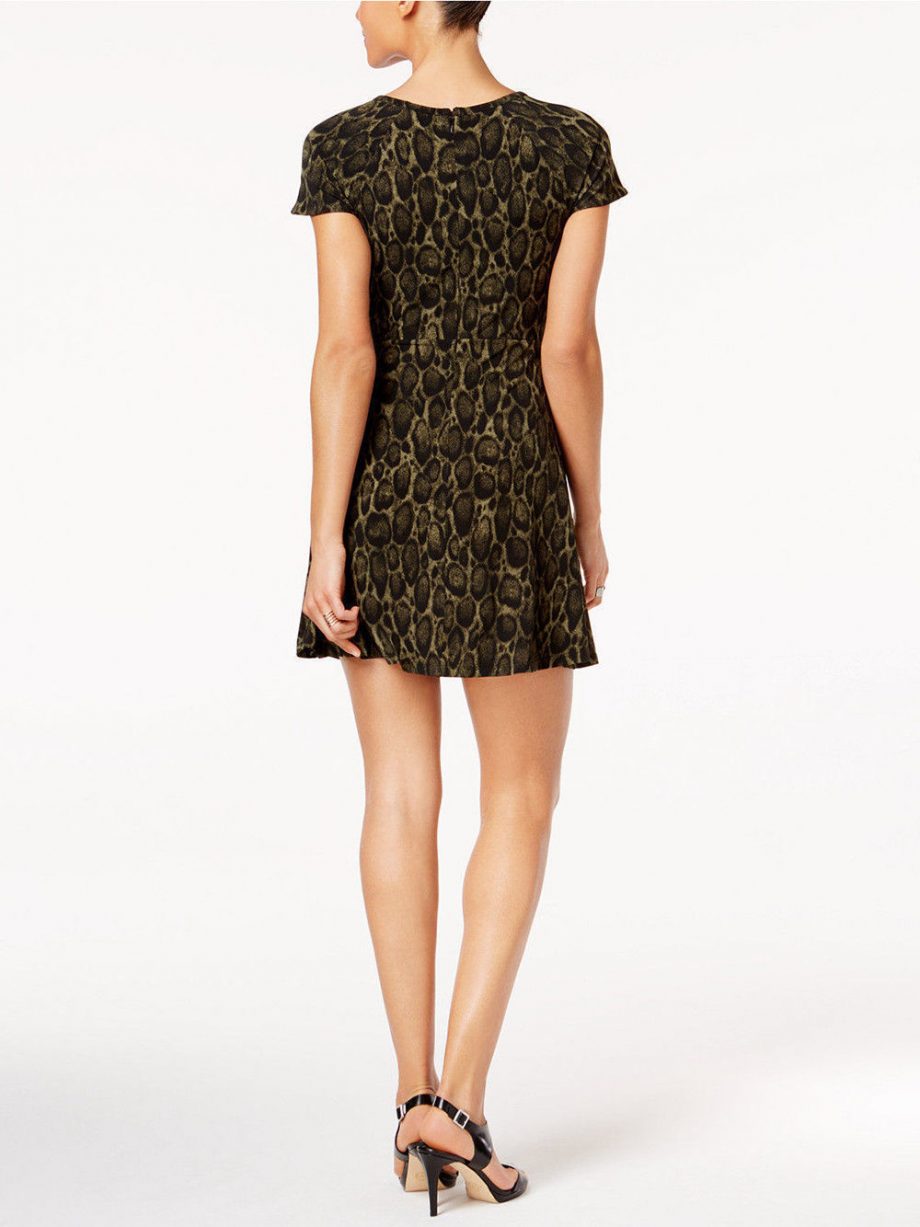 MICHAEL KORS Size XS Animal Print Cutout-Neck Fit & Flare Dress