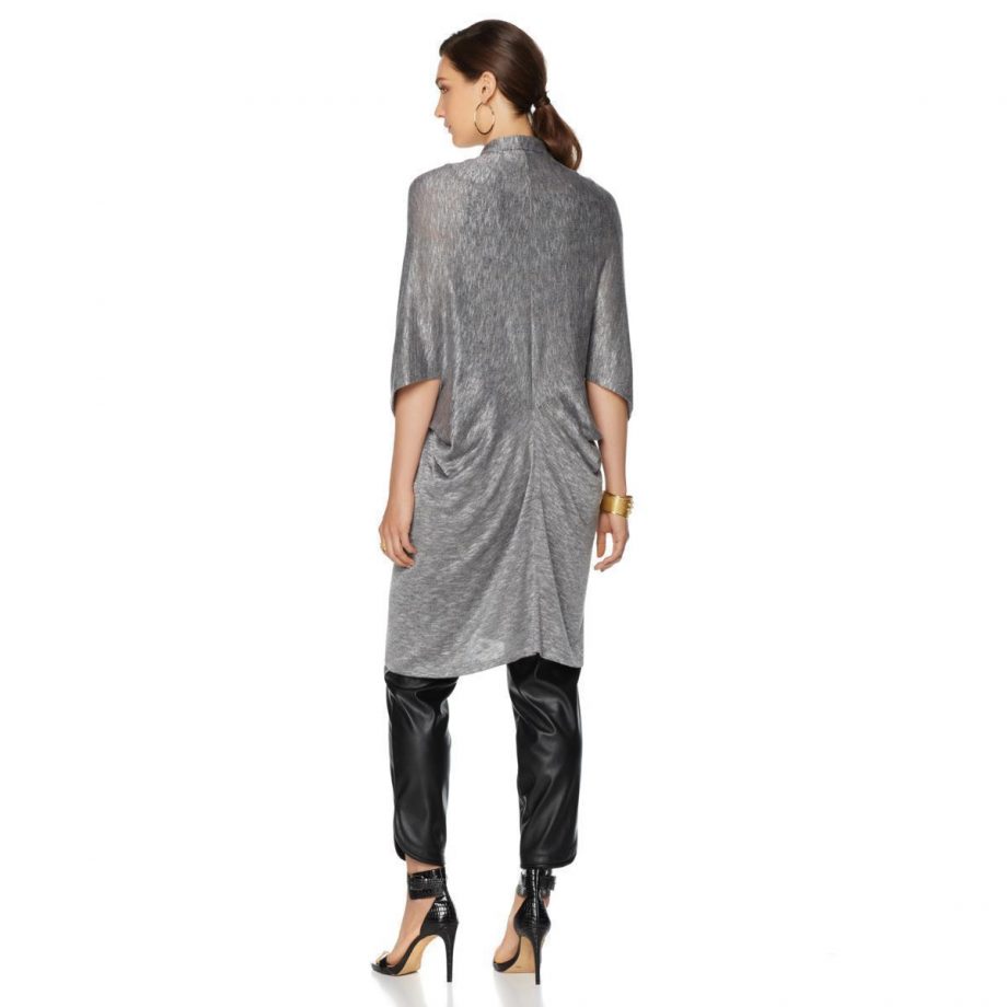 NENE LEAKES Size M Kimono-Style Cardigan Jersey Knit GRAY