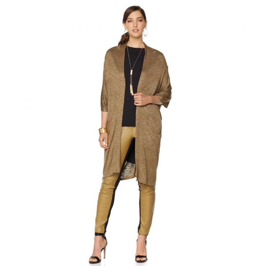 NENE LEAKES Size M Kimono-Style Cardigan Jersey Knit GRAY