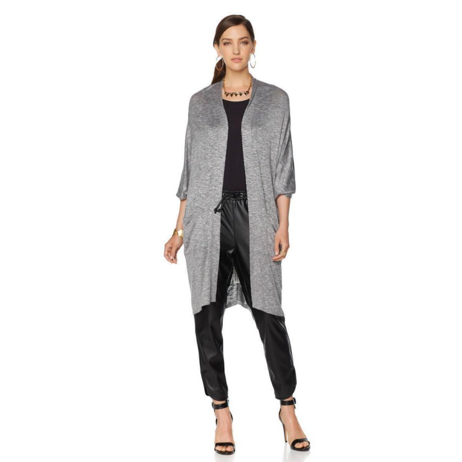NENE LEAKES Size M Kimono-Style Cardigan Jersey Knit GRAY