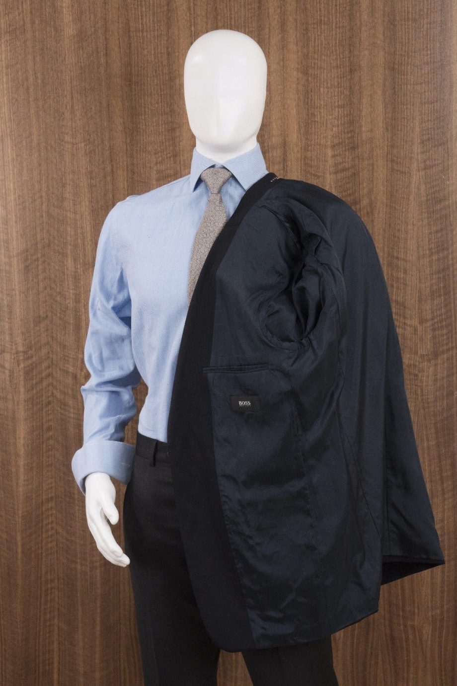 HUGO BOSS Size 38R Galilei / Sigma US 2 Button Sportcoat Blazer Solid BLACK