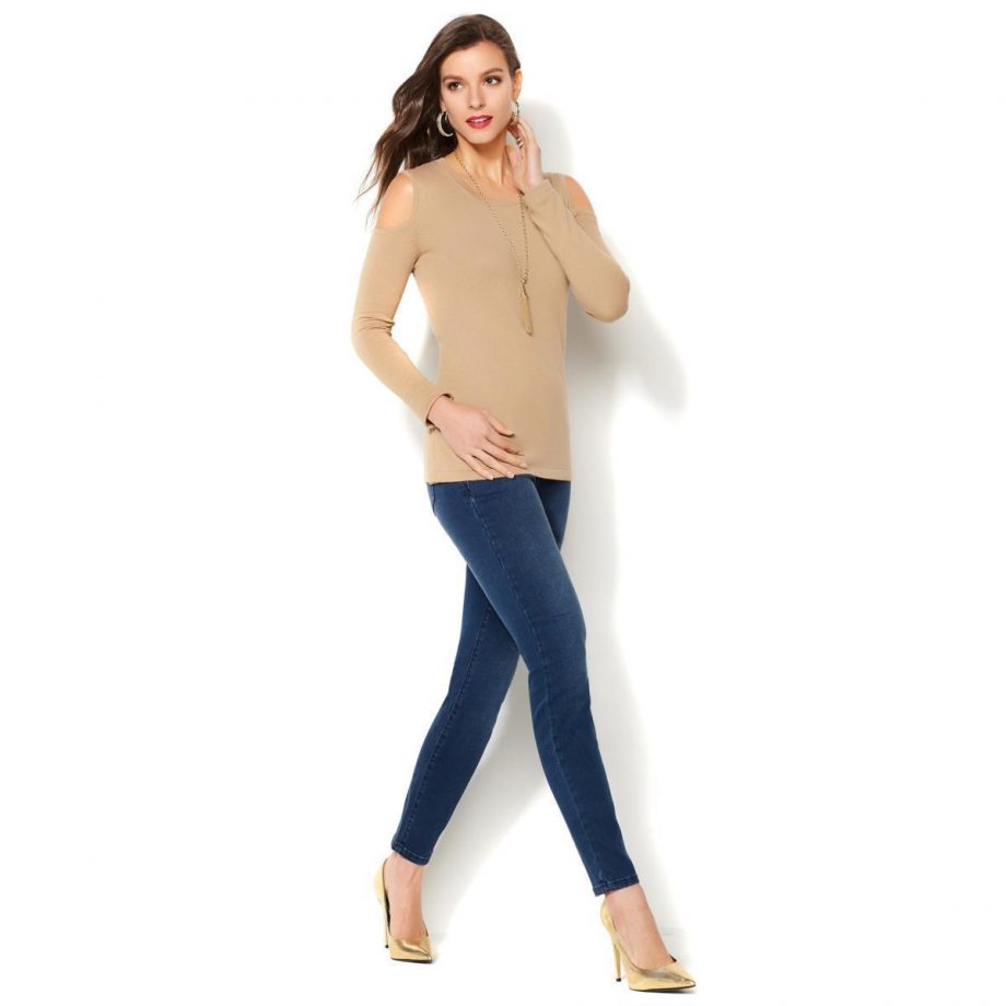 IMAN Size S Cold Shoulders Touch of Cashmere Sweater PURPLE